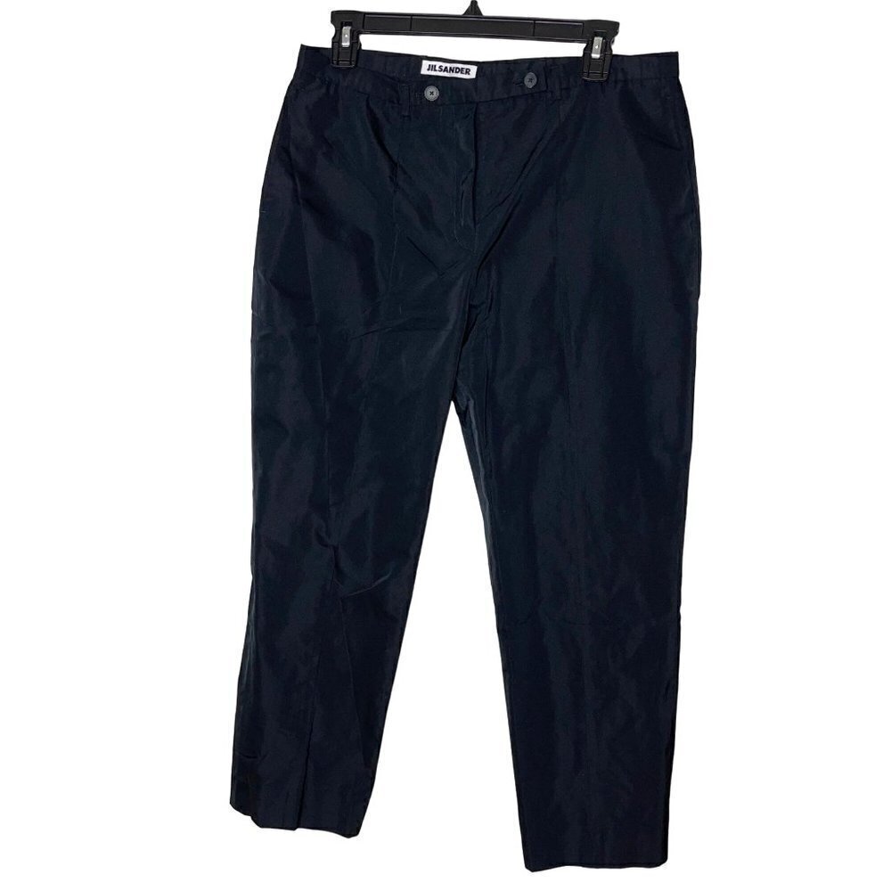 Jil Sander Womens Cropped Pants Black Size 40 Silk Blend Seam Detail Silk Blend